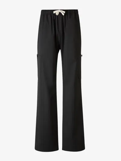 Palm Angels Wide Leg Cargo Pants In Black