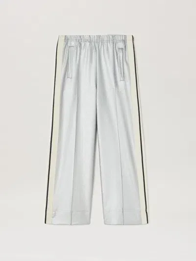 Palm Angels Kids' Wide Leg Track Pants Shiny In Silber