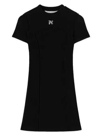 Palm Angels Monogram Mini Dress In Black