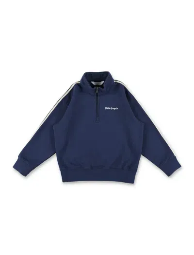 Palm Angels Kids' Zip-up Sweatshirt In Blue