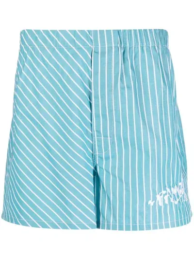 Palmer Striped Cotton Shorts In Blue