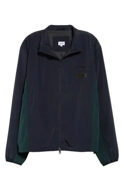 Palmes Stand Collar Jacket In Navy