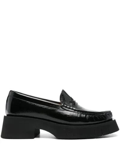 Paloma Barceló 45mm Crinkled Leather Loafers In Black