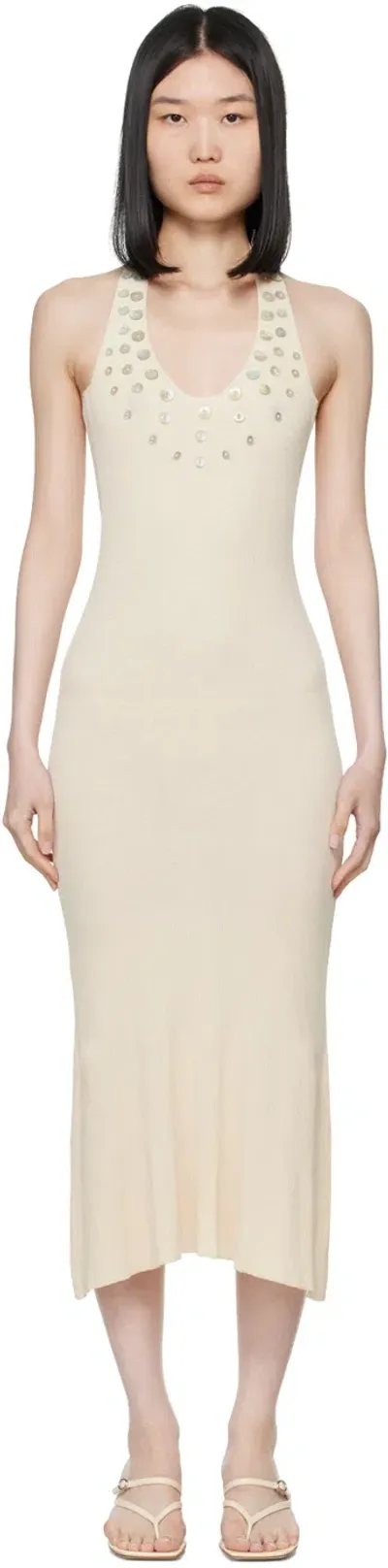 Paloma Wool Beige Tulipe Midi Dress In 620 Ecru