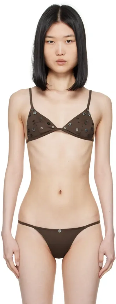 Paloma Wool Brown Bottoni Bikini Top In 323 Brown