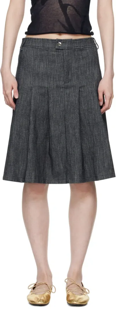 Paloma Wool Lai Pleated Denim Skirt In 838 Denim