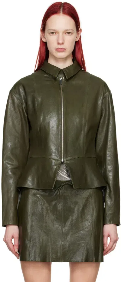 Paloma Wool Green Fabia Leather Jacket