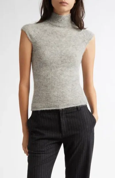 Paloma Wool Husk Mock Neck Cap Sleeve Alpaca Blend Sweater In Grey