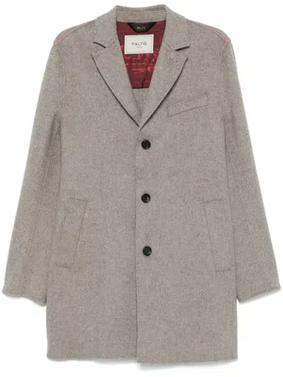 Paltò Long Single-breasted Wool Geraldo Coat In Beige