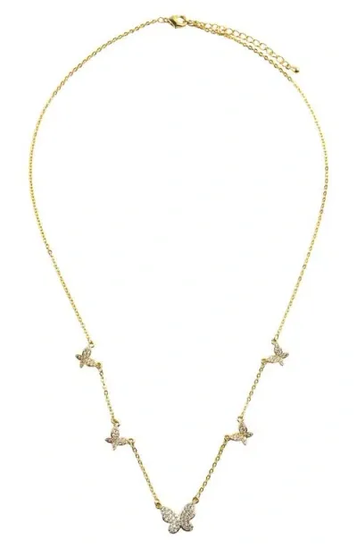 Panacea Crystal Butterfly Station Necklace In Gold