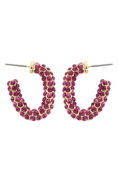 Panacea Crystal Hoop Earrings In Purple