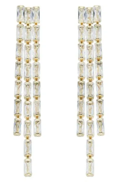 Panacea Cubic Zirconia Fringe Drop Earrings In Gold