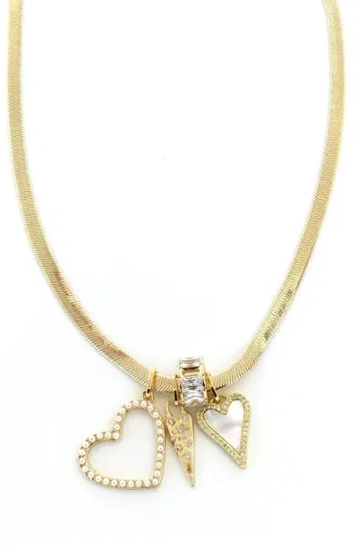 Panacea Hearts Charm Necklace In Gold