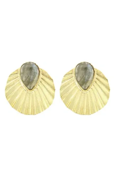 Panacea Labradorite Fan Drop Earrings In Grey/gold