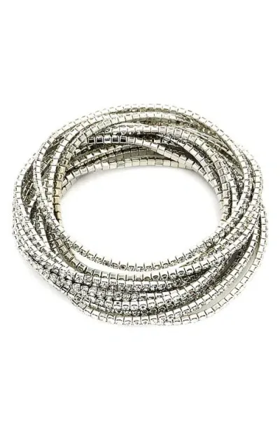 Panacea Set Of 10 Crystal Bracelets In Metallic