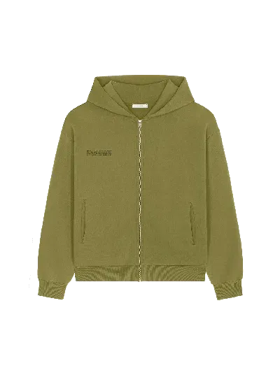 Pangaia Dna Heavyweight Zipped Soft Organic Cotton Hoodie In Green