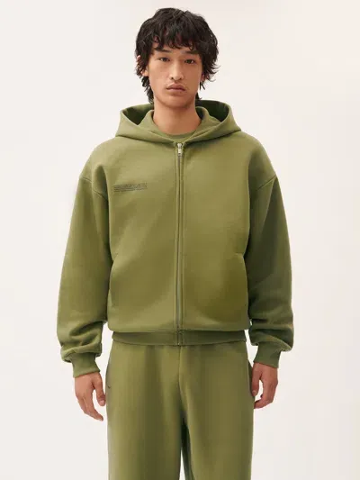 Pangaia Mens Dna Heavyweight Zipped Soft Organic Cotton Hoodie In Green