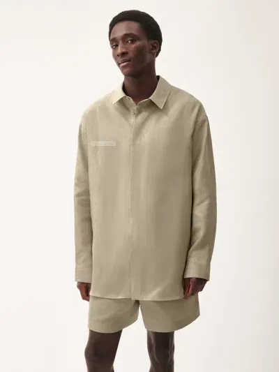 Pangaia Mens Dna Linen Collared Long Sleeve Shirt In Cliff Beige