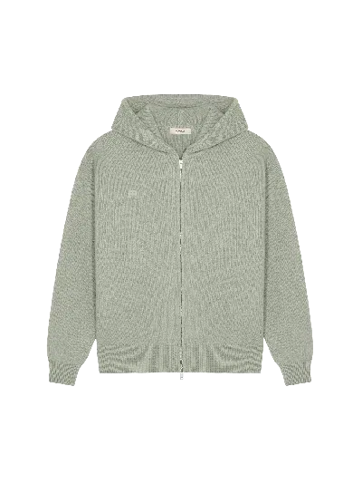 Pangaia Mens Dna Recycled Cashmere Zipped Soft Organic Cotton Hoodie — Moss Green