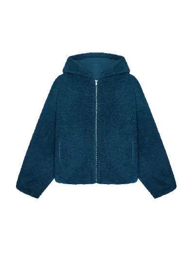 Pangaia Mens Recycled Wool Fleece Reversible Bomber Jacket In Storm Blue