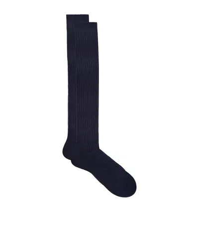 Pantherella Cashmere Ribbed Socks In Navy