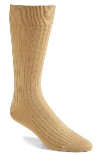 Pantherella Cotton Blend Mid Calf Dress Socks In Light Khaki 08