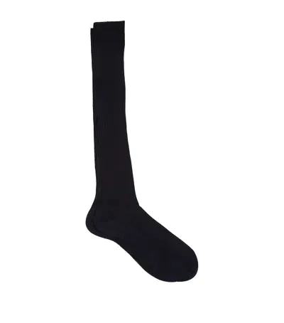 Pantherella Egyptian Cotton Lisle Long Sock In Navy