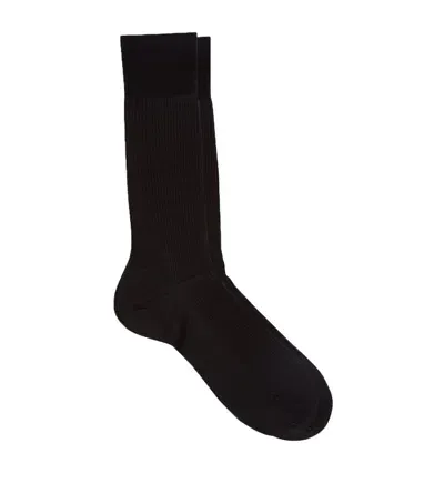 Pantherella Merino Wool-blend Short Socks In Black