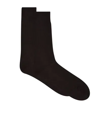 Pantherella Merino Wool-blend Short Socks In Brown