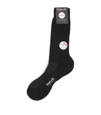 Pantherella Merino Wool-blend Socks In Black