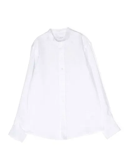 Paolo Pecora Kids' Collarless Long-sleeved Shirt In Weiss