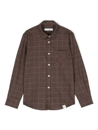 Paolo Pecora Kids' Logo-patch Shirt In Brown