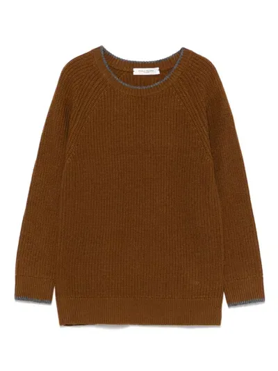 Paolo Pecora Kids' Ribbed Sweater In Brown