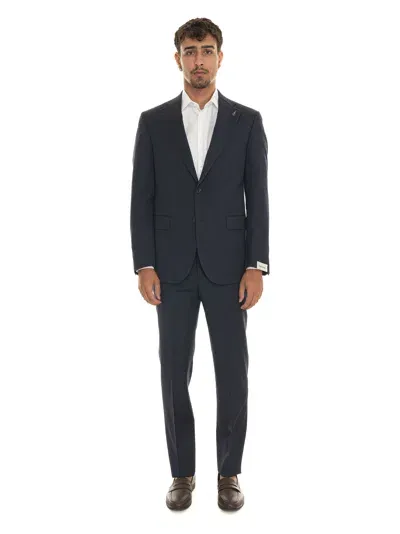 Paoloni Suit With 2 Buttons In Dark Blue