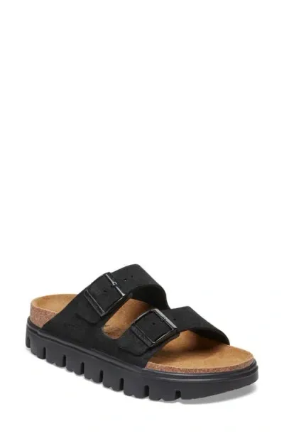 Papillio By Birkenstock Arizona Exquisite Chunky Slide Sandal In Black Fabric