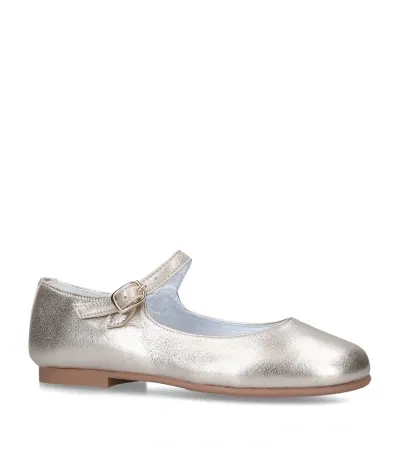 Papouelli Kids' Leather Avery Mary Janes In Gold