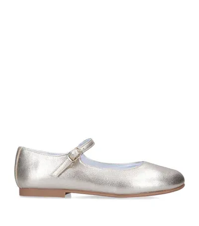 Papouelli Kids' Leather Avery Mary Janes In Gold