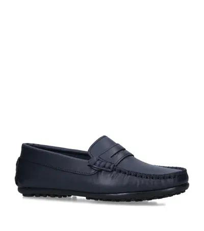 Papouelli Kids' Leather Felix Loafers In Navy