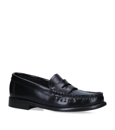 Papouelli Kids' Leather London Loafers In Black