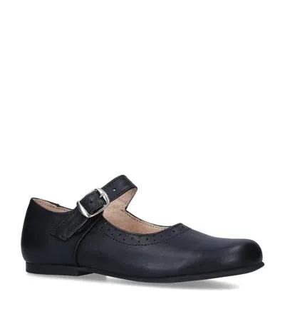 Papouelli Kids' Leather Millie Flats In Black