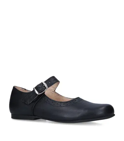 Papouelli Kids' Leather Millie Flats In Black