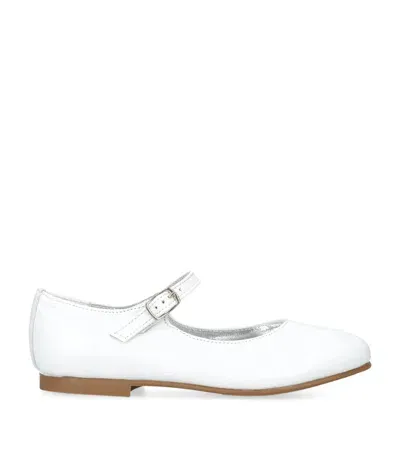 Papouelli Kids' Leather Siena Mary Janes In White