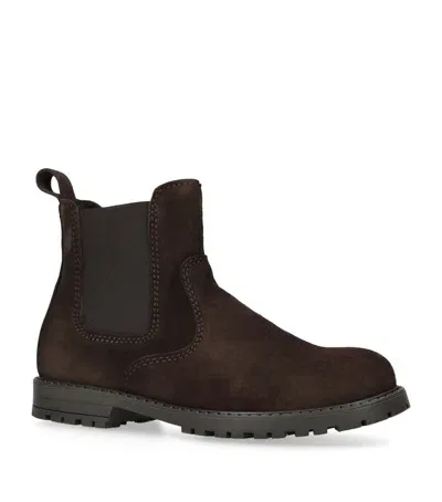 Papouelli Kids' Suede Oscar Boots In Brown