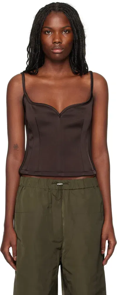 Paris Georgia Brown 09 Heart Singlet Tank Top In Chocolate