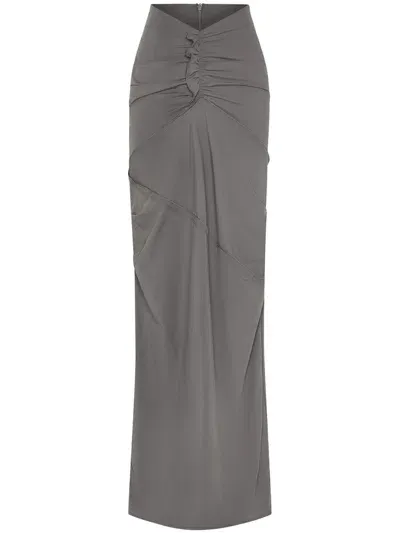 Paris Georgia Ruffled Stretch-nylon Maxi Skirt In Dark Grey