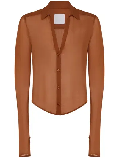 Paris Georgia Sheer Silk Shirt In Brown