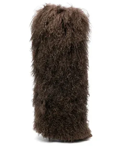 Paris Texas 105mm Furry Boots In Brown