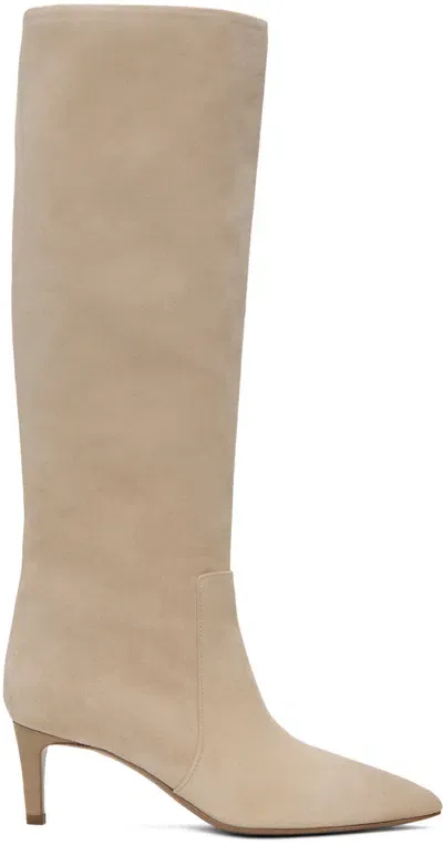 Paris Texas Beige Suede Boots In Ecru