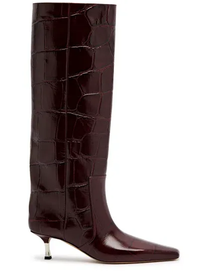 Paris Texas Bettina 55 Crocodile-effect Leather Knee-high Boots In Burgundy