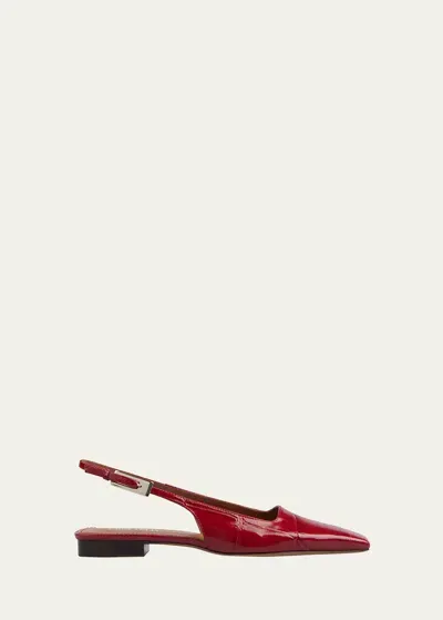 Paris Texas Bettina Croco Slingback Ballerina Flats In Burgundy